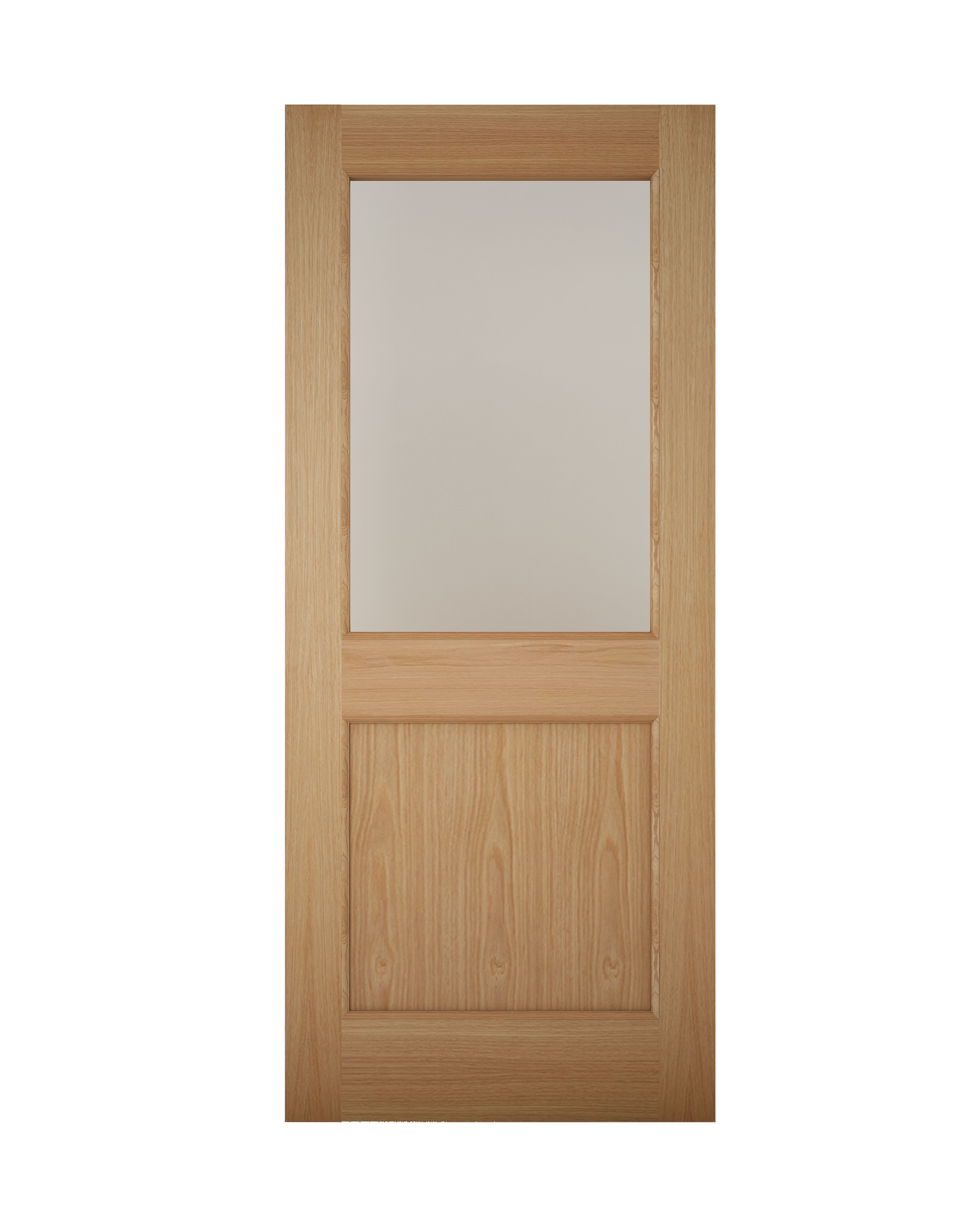 Glazed White oak veneer LH & RH External Back door, (H)2032mm (W)813mm