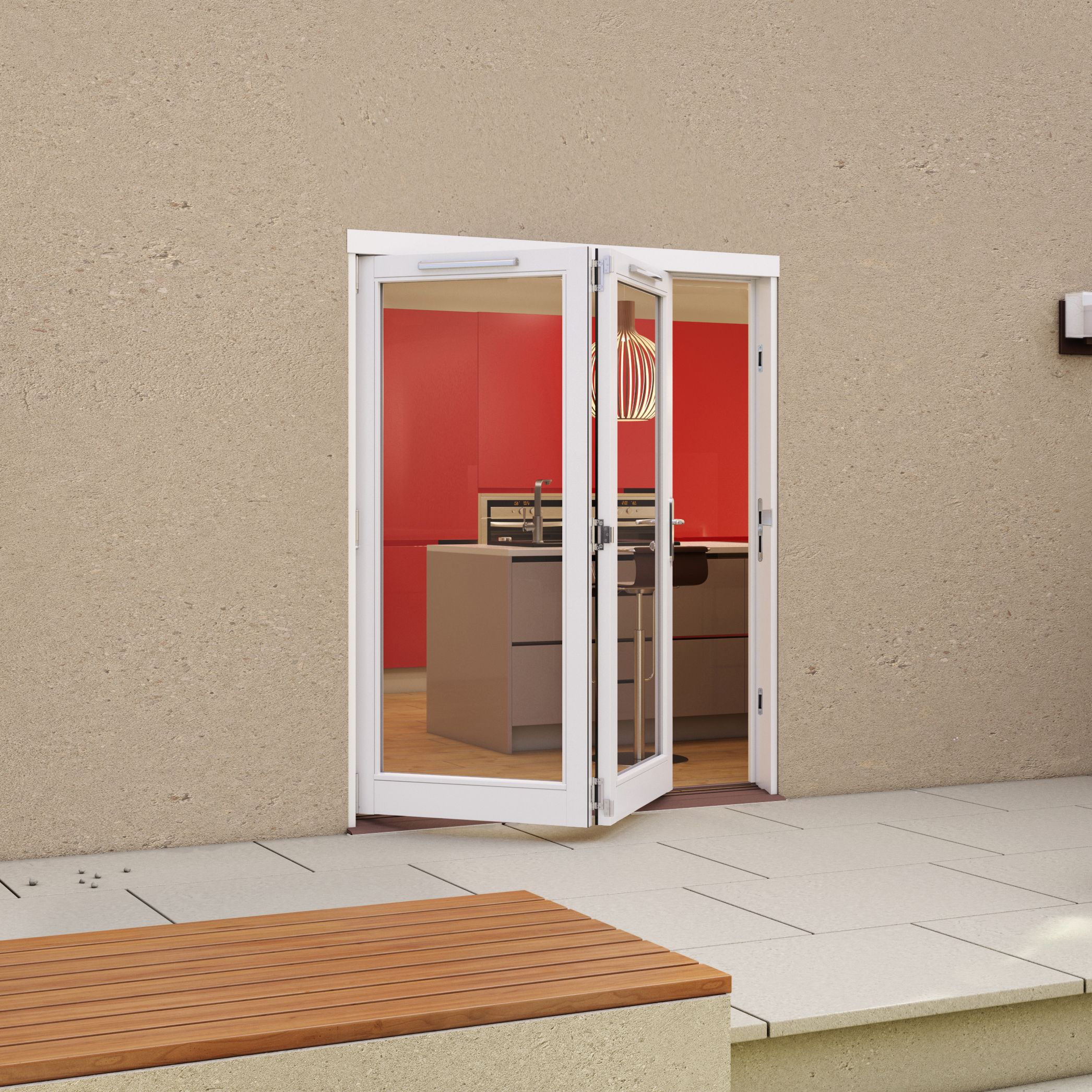 Glazed White Timber External 2 Folding Patio door, (H)2094mm (W)1794mm