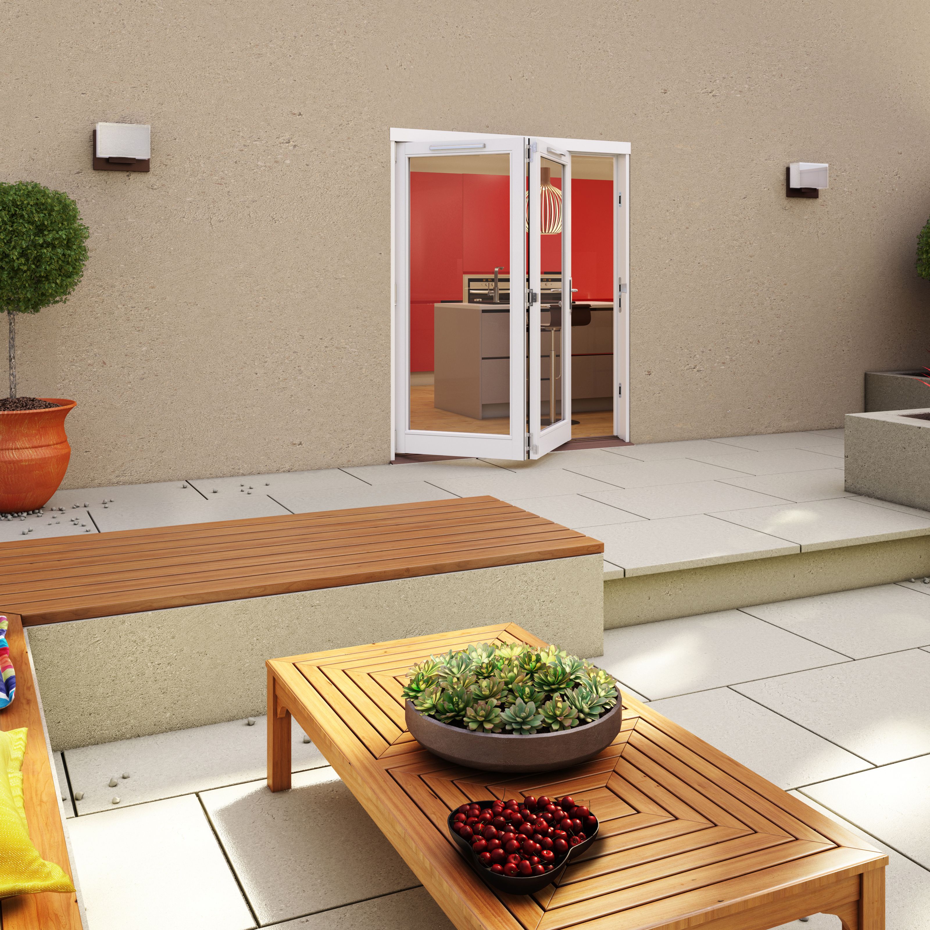 Glazed White Timber External 2 Folding Patio door, (H)2094mm (W)1794mm