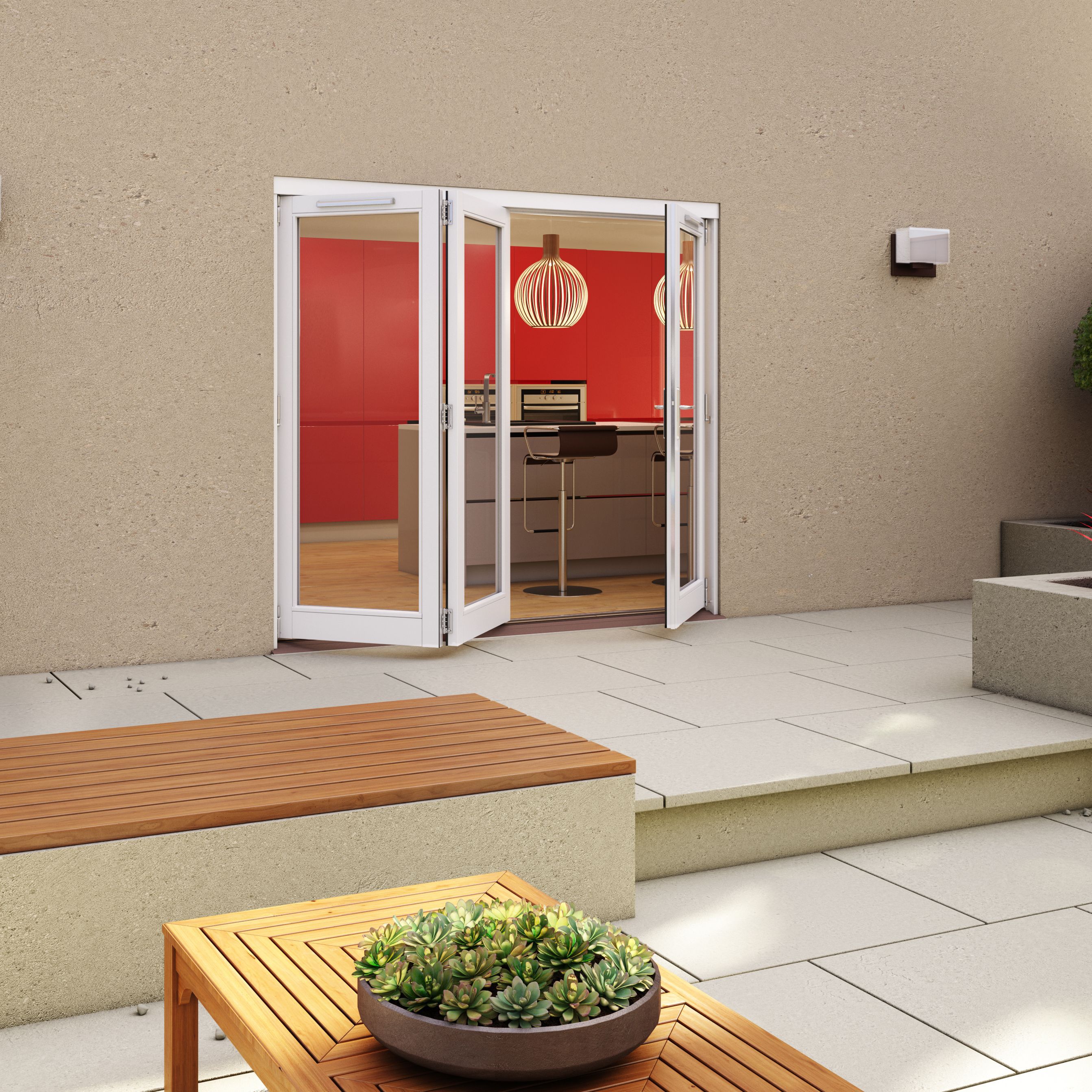 Glazed White Timber External 3 Folding Patio door, (H)2094mm (W)2094mm