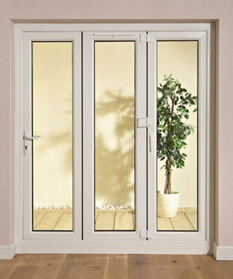 Glazed White uPVC External 3 Tri-fold Door set, (H)2009mm (W)2390mm