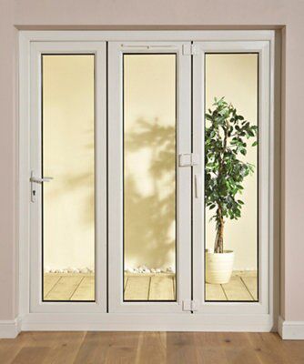Glazed White uPVC External 3 Tri-fold Door set, (H)2009mm (W)2390mm