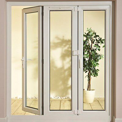 Glazed White uPVC External 3 Tri-fold Door set, (H)2009mm (W)2390mm