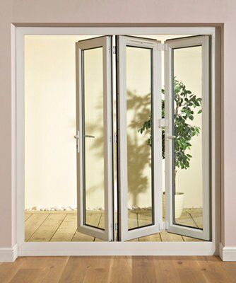 Glazed White uPVC External 3 Tri-fold Door set, (H)2009mm (W)2390mm