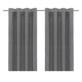 Glend Grey Plain woven Blackout & thermal Eyelet Curtain (W)228cm (L)228cm, Pair