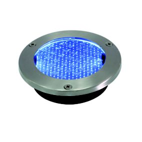 Glend Stainless steel effect Solar-powered Blue LED Decking light, Pack of 2