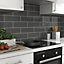 Glina Anthracite Gloss Ceramic Wall Tile, Pack of 34, (L)297mm (W)97mm