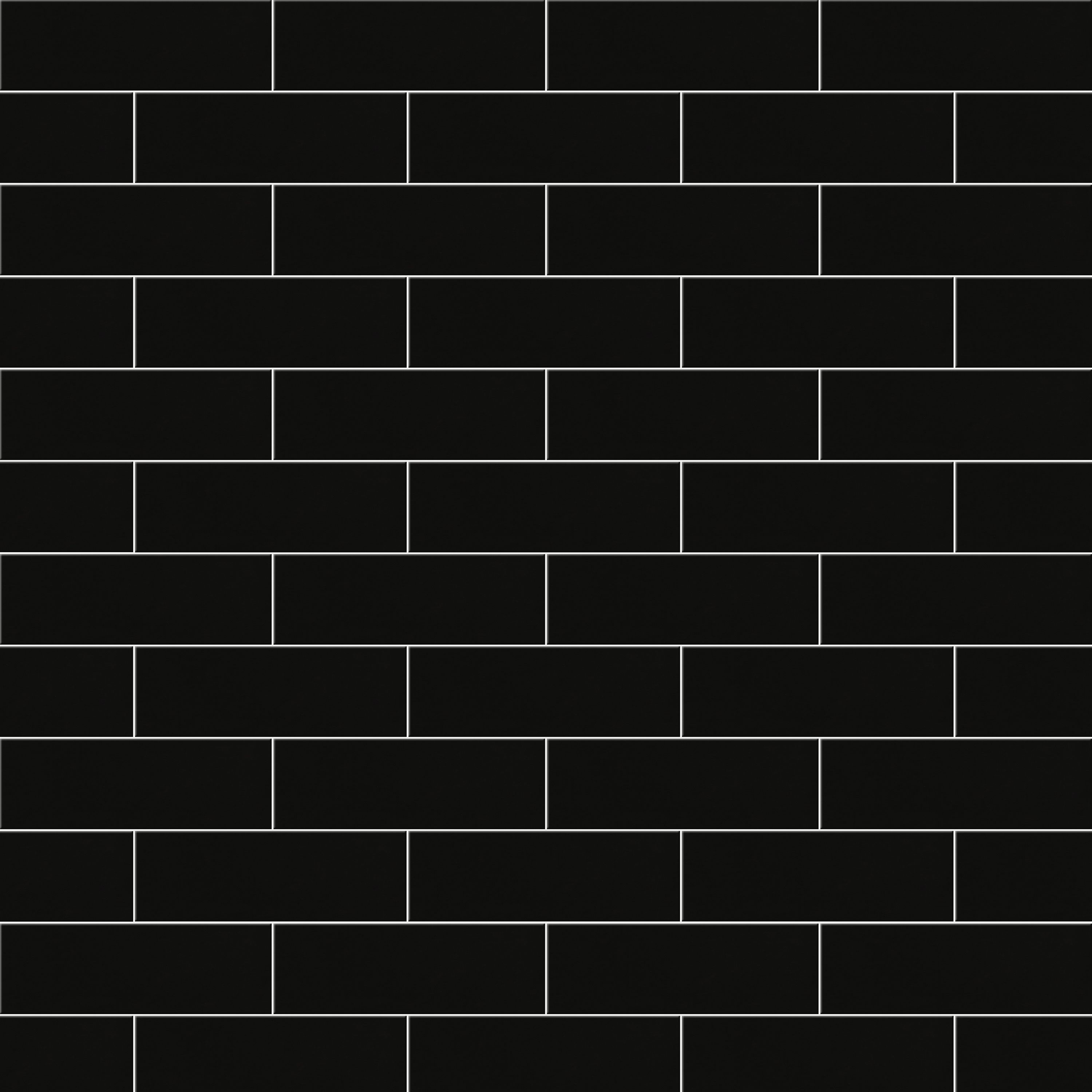 Glina Black Gloss Ceramic Indoor Wall Tile, Pack of 34, (L)297mm (W)97mm