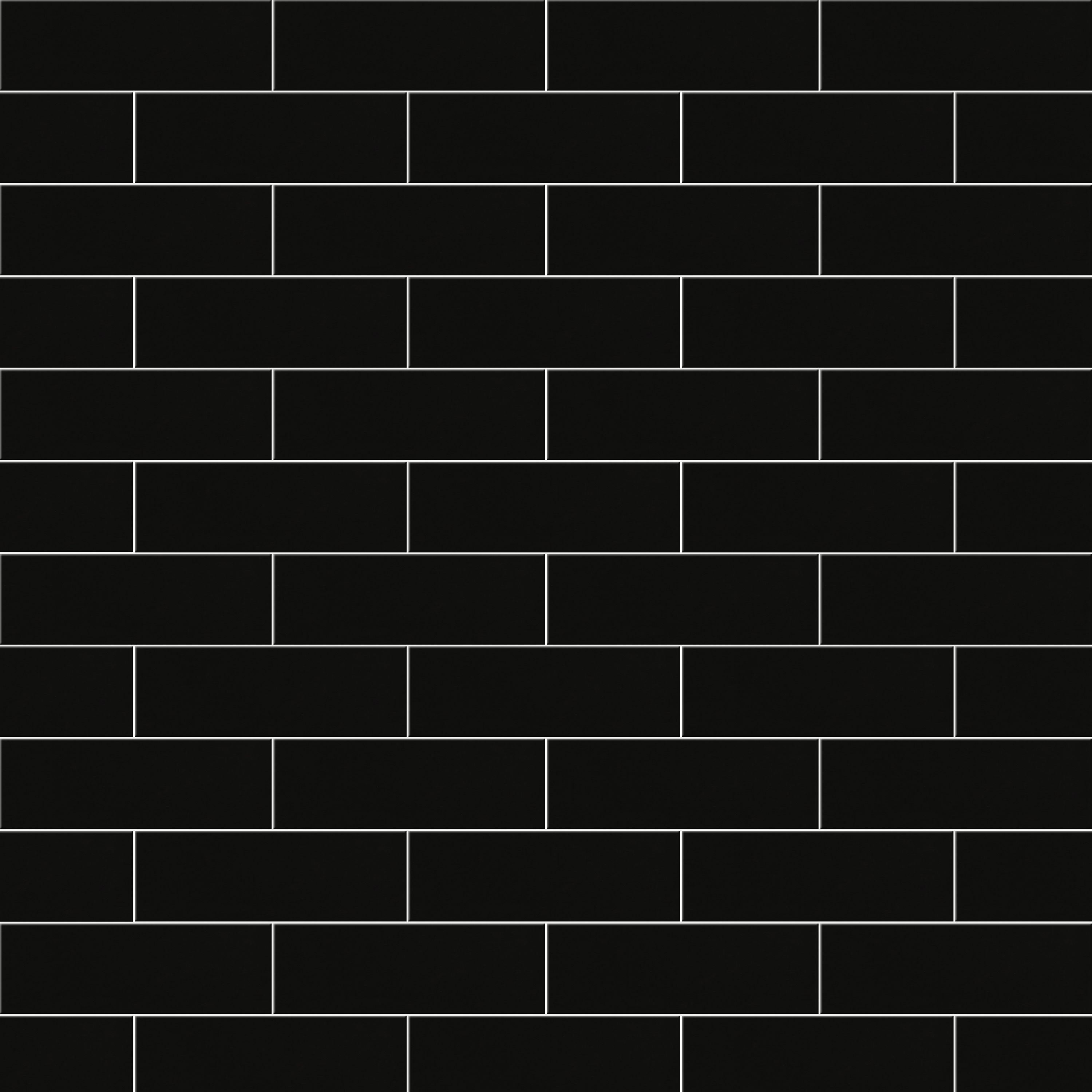 Glina Black Gloss Ceramic Indoor Wall Tile Sample - 4