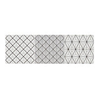 Glina Black & white Gloss Geometric Ceramic Wall Tile Sample