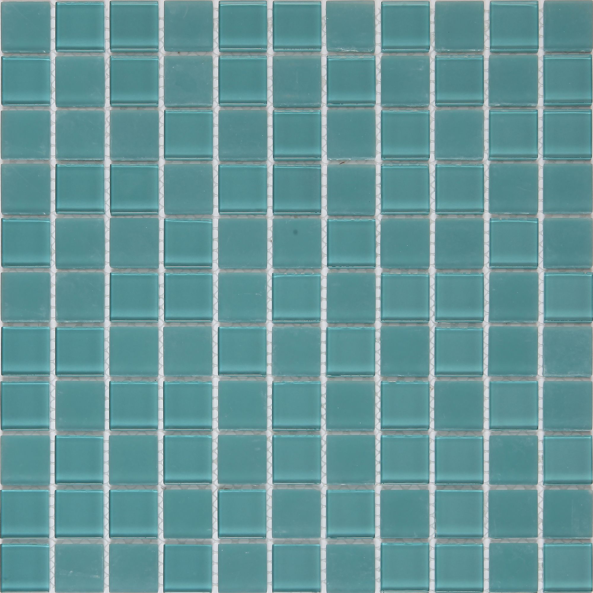 Glina Blue Frosted Gloss & matt Glass effect Flat Glass Mosaic tile sheet, (L)300mm (W)300mm