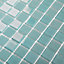 Glina Blue Frosted Gloss & matt Glass effect Flat Glass Mosaic tile sheet, (L)300mm (W)300mm
