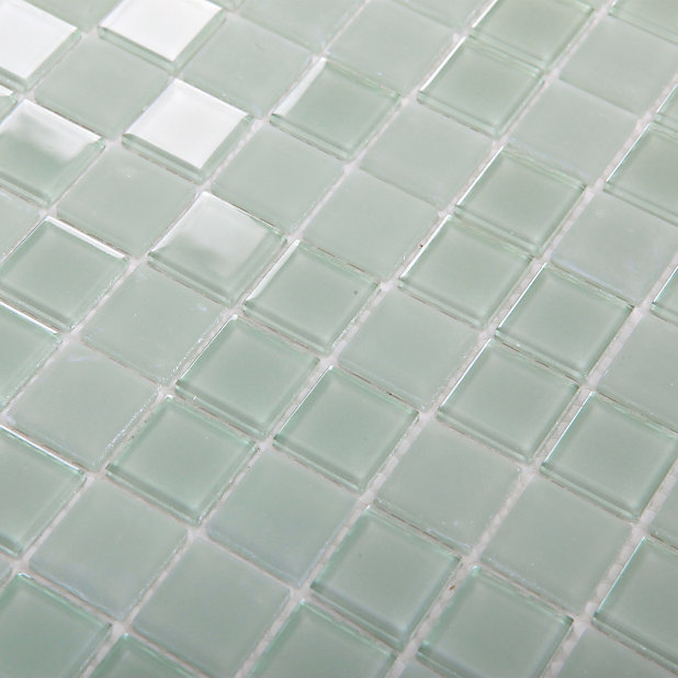 Glina Green Frosted Glass Mosaic Tile, Green Mosaic Backsplash Tiles