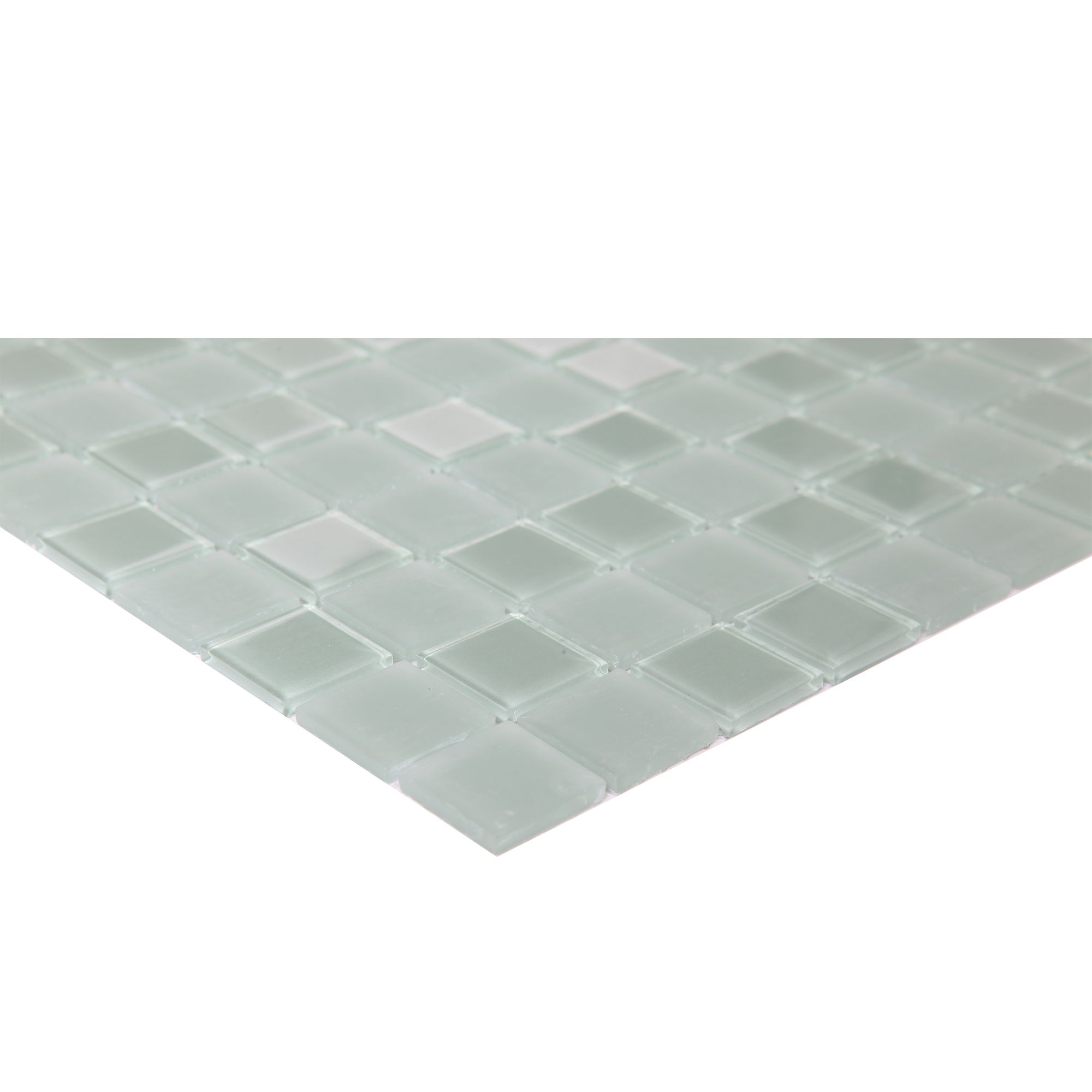 Glina Green Frosted Gloss & matt Glass effect Flat Glass Mosaic tile sheet, (L)300mm (W)300mm