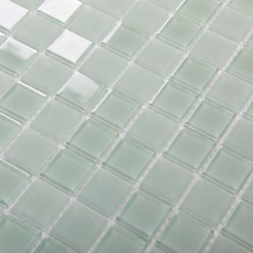 Glina Green Frosted Gloss & matt Glass effect Flat Glass Mosaic tile sheet, (L)300mm (W)300mm