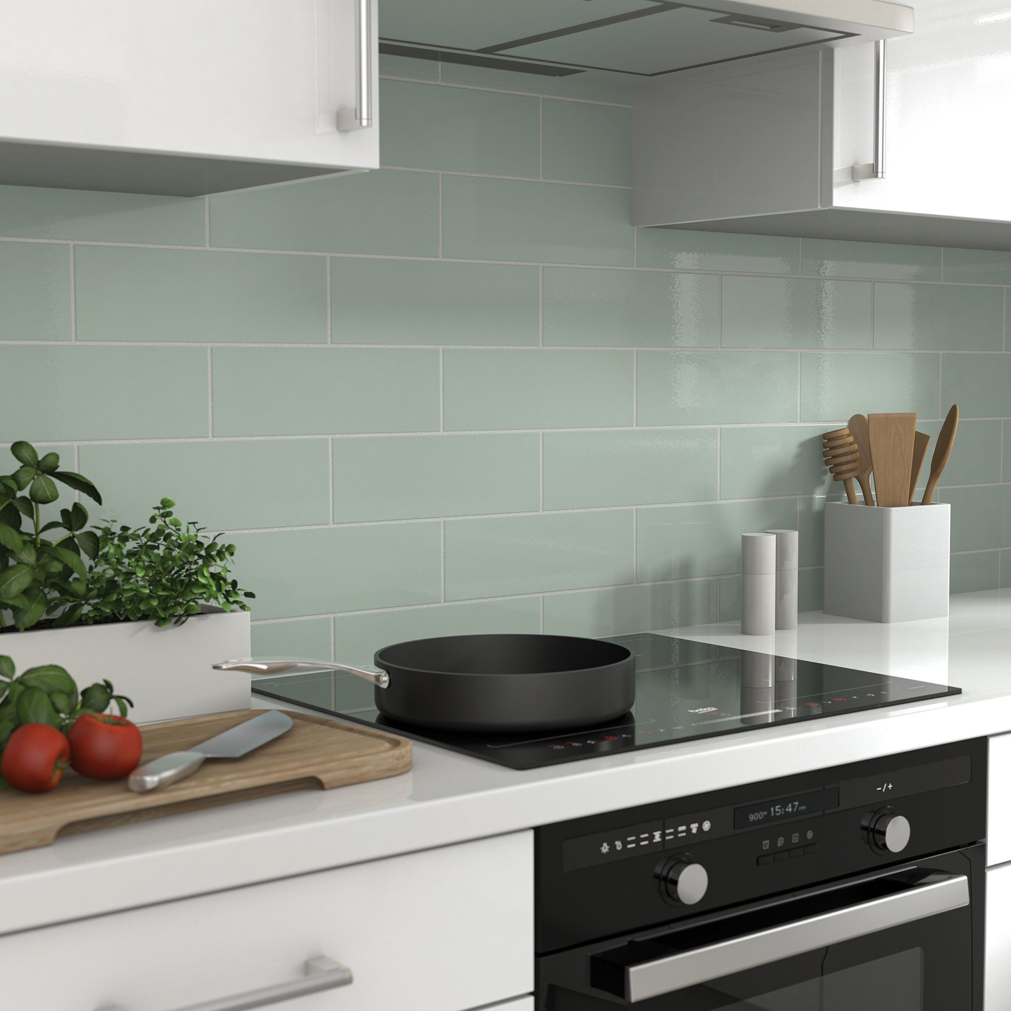 Glina Green Gloss Ceramic Indoor Wall Tile Sample