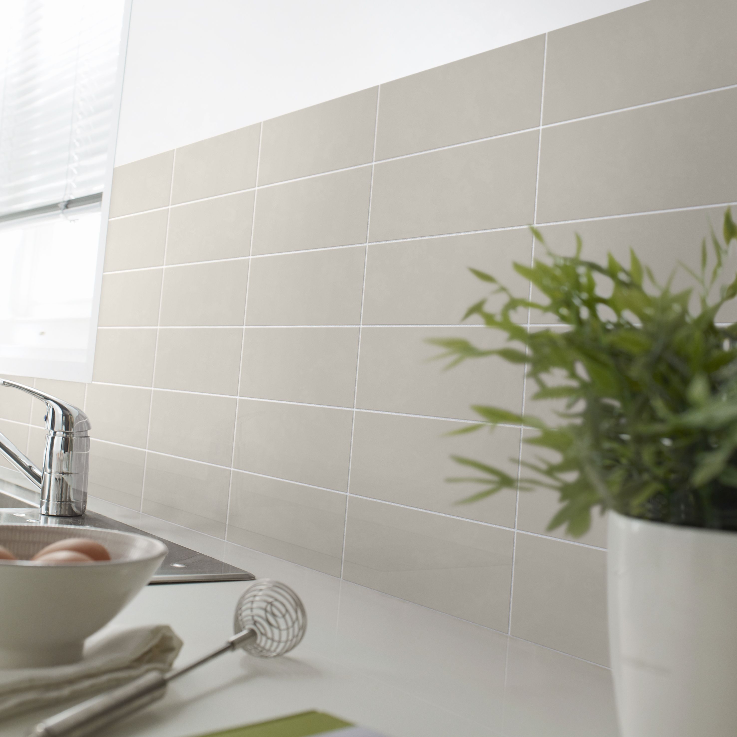 Glina Grey Gloss Ceramic Indoor Wall Tile, Pack of 34, (L)297mm (W)97mm