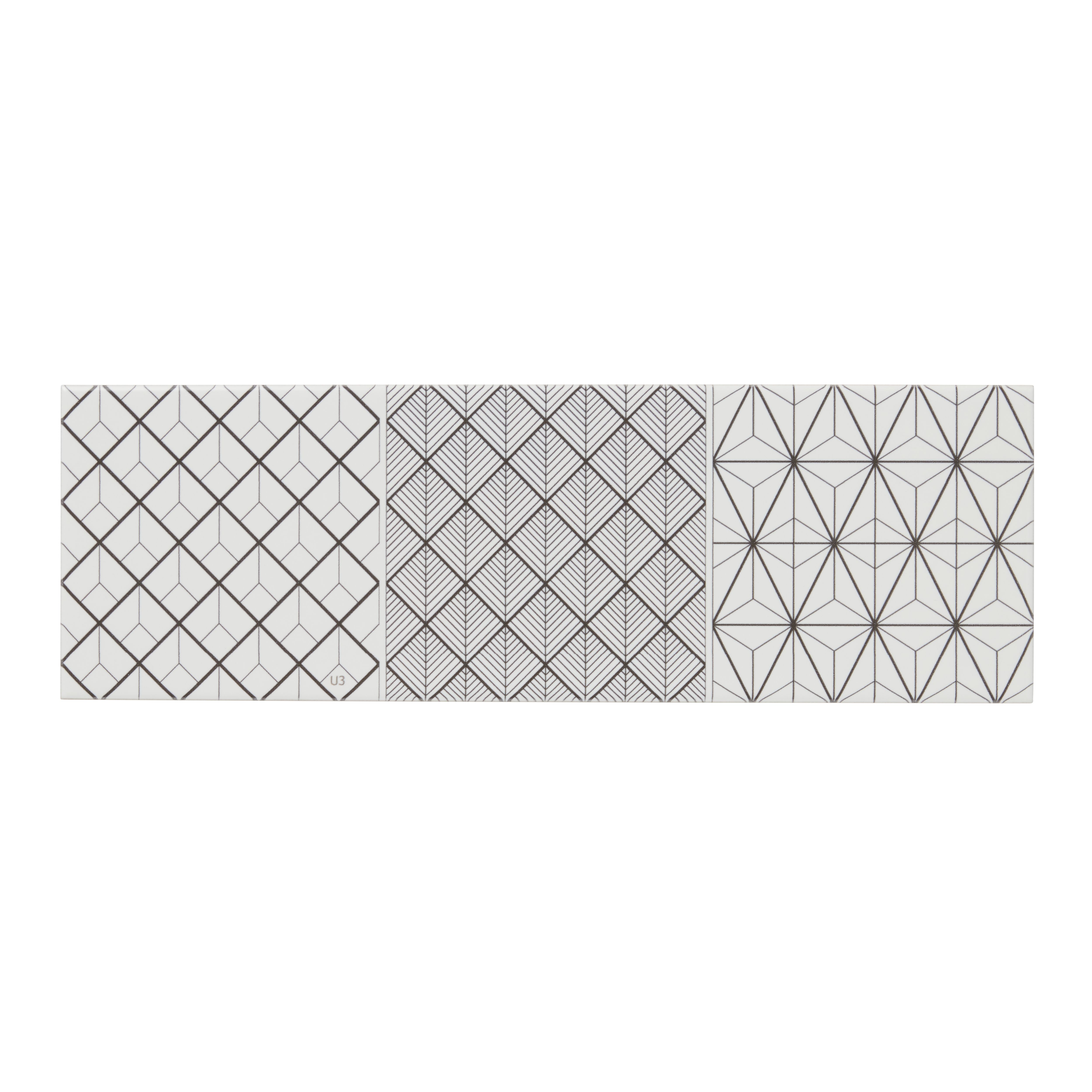 Glina Multicolour Gloss Patterned Ceramic Indoor Wall tile, Pack of 34, (L)297mm (W)97mm