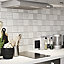 Glina Rectangular Black & white Gloss Geometric Ceramic Wall Tile Sample