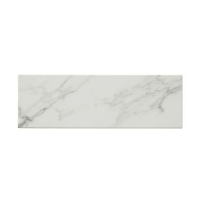 Glina Rectangular White Gloss Marble effect Ceramic Wall Tile Sample