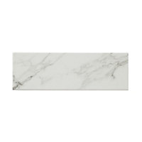 Glina Rectangular White Gloss Plain Marble effect Ceramic Wall Tile Sample