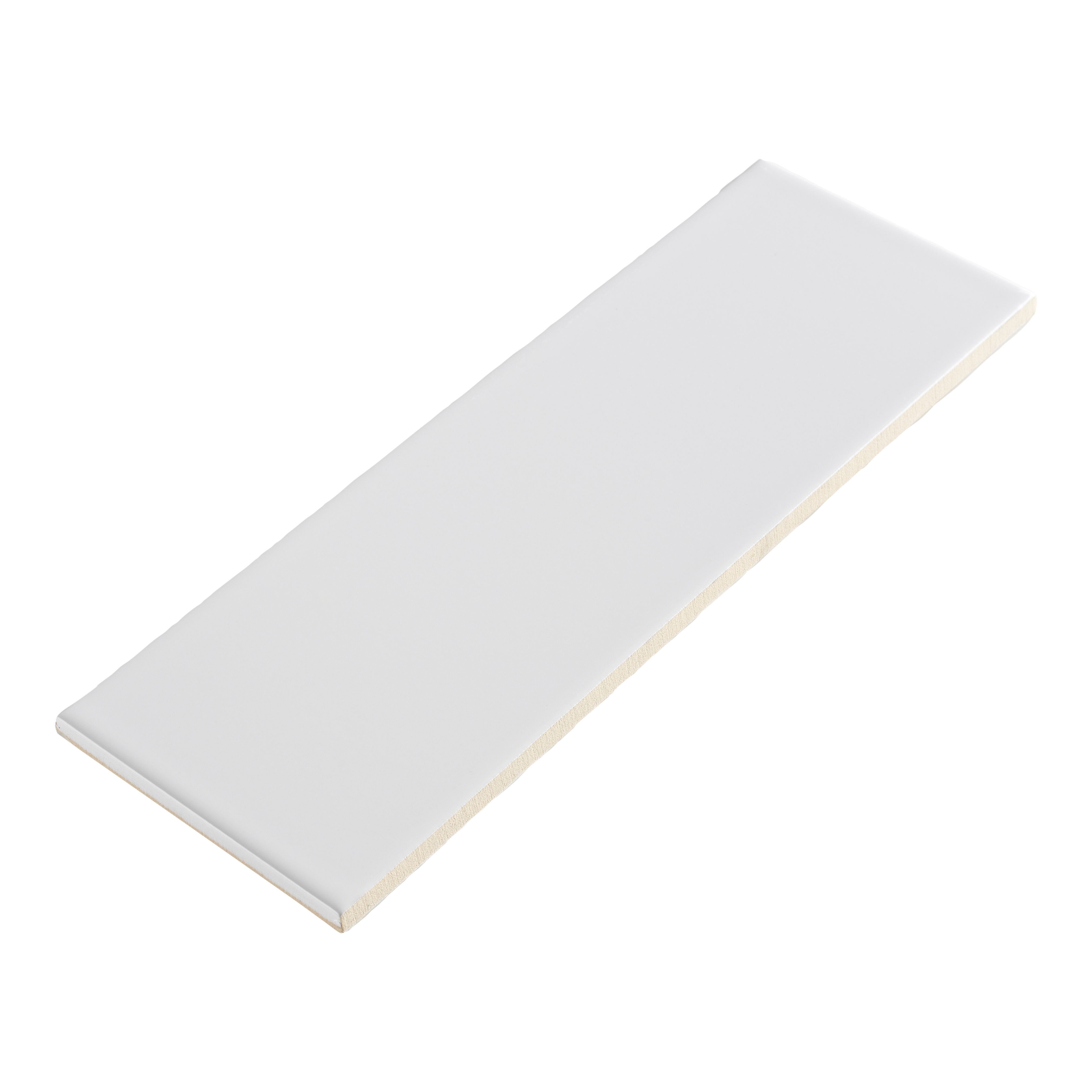 Glina White Gloss Ceramic Indoor Wall Tile, Pack of 27, (L)300mm (W)100mm