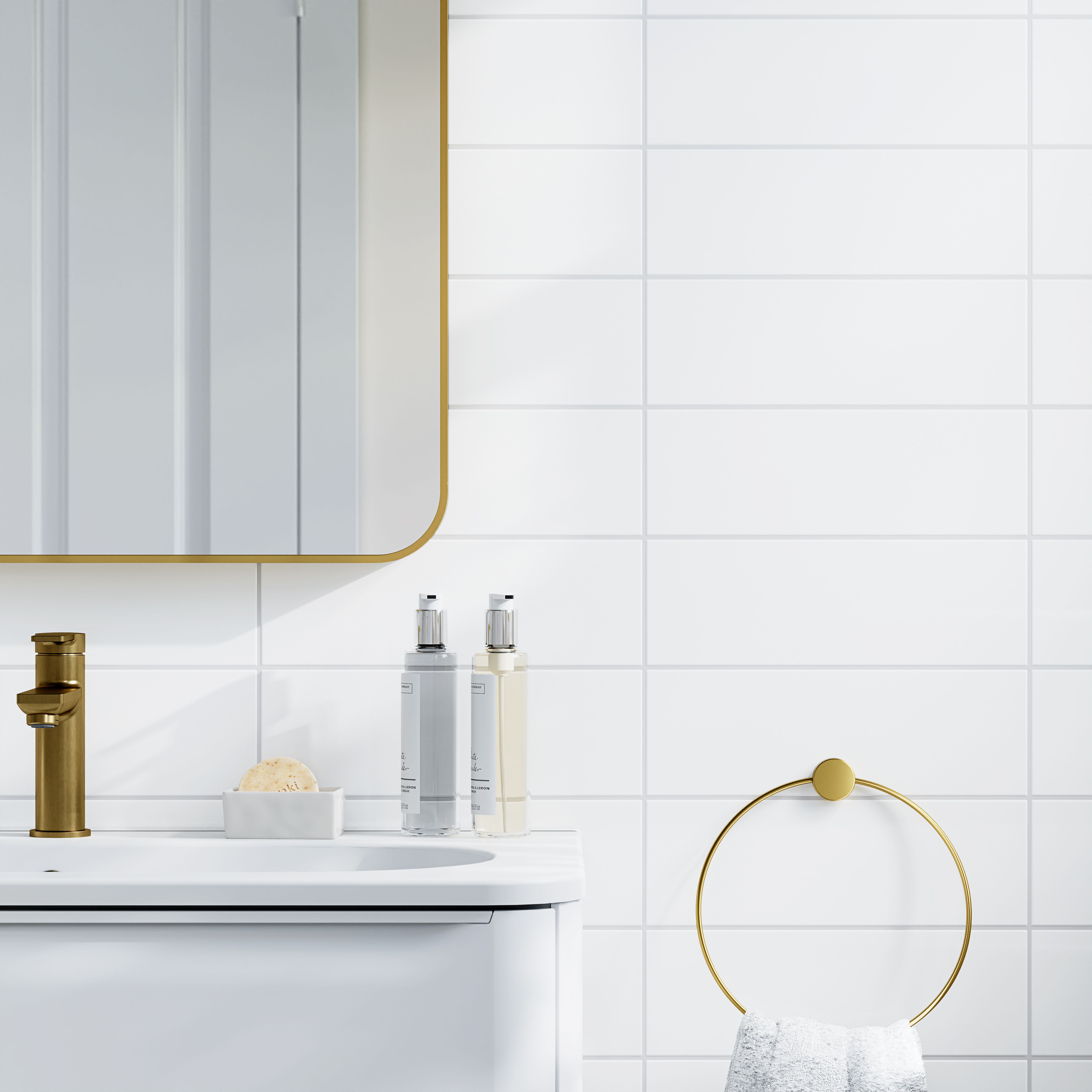 Glina White Gloss Ceramic Indoor Wall Tile, Pack of 27, (L)300mm (W)100mm