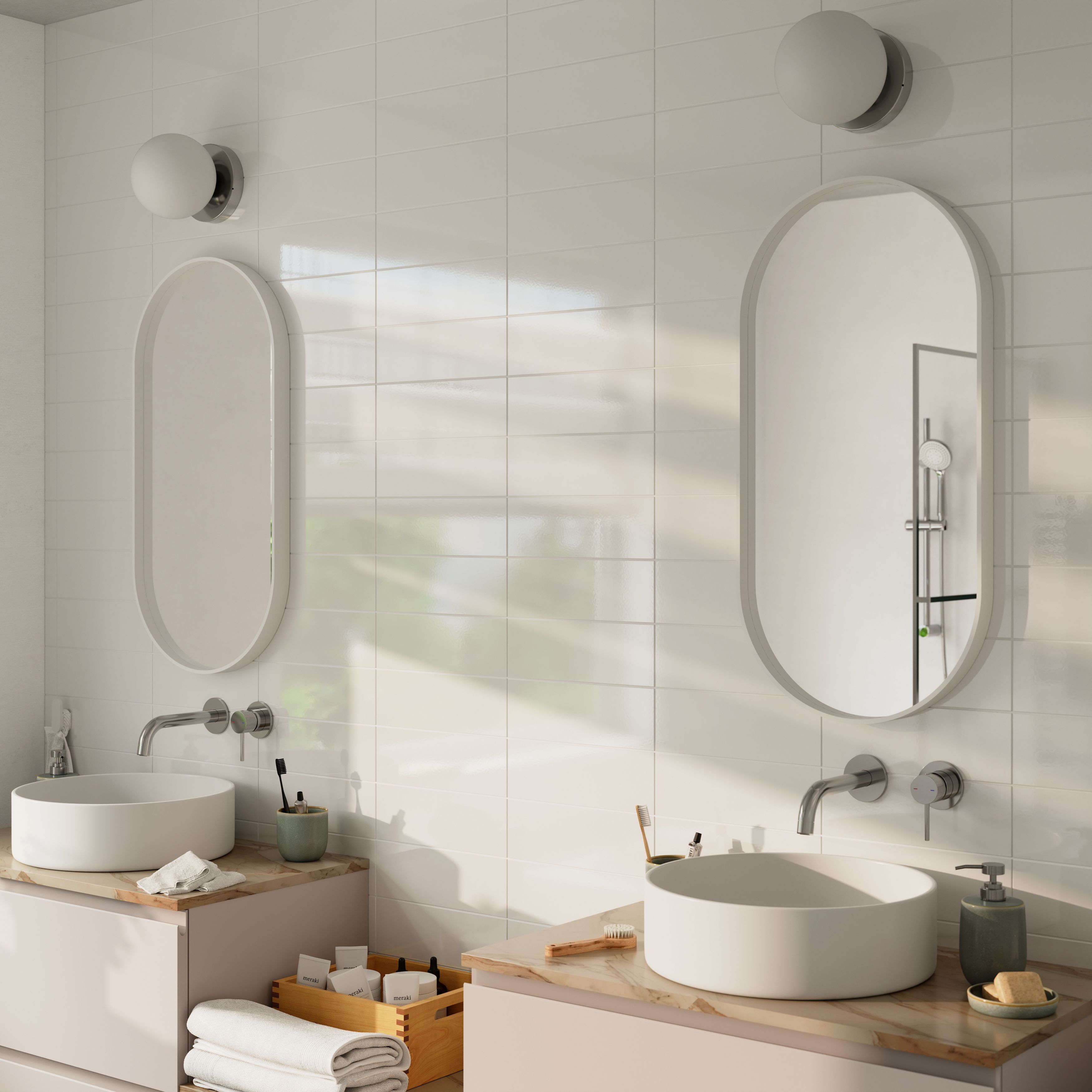 Glina White Gloss Ceramic Indoor Wall Tile Sample - 4