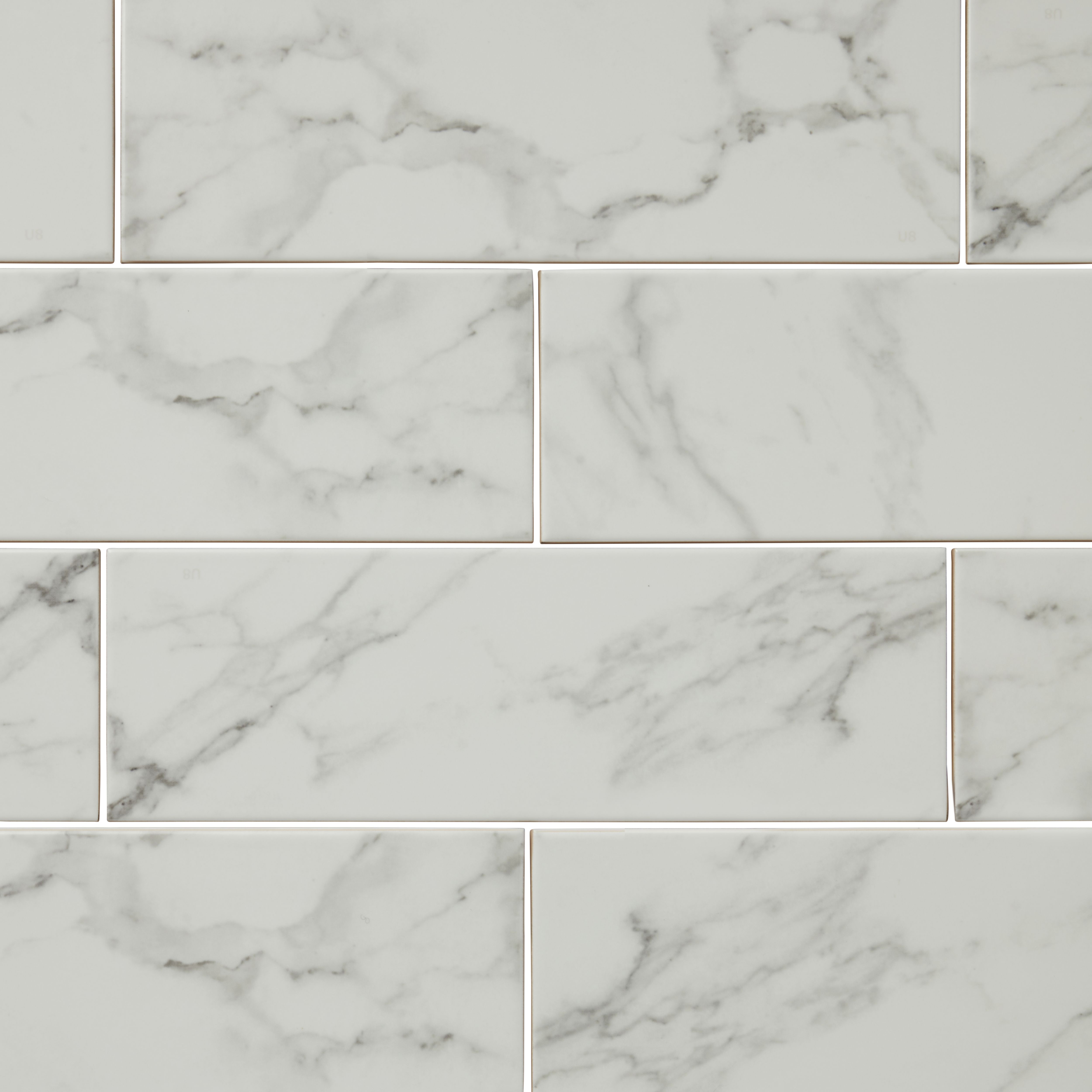Glina White Gloss Marble effect Ceramic Indoor Wall Tile Sample