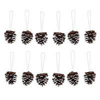 Glitter effect Pine cone Hanging decoration, Pack of 12
