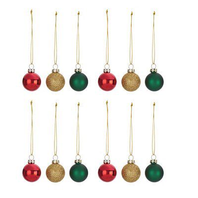 Glitter effect Plastic Bauble, Set of 12