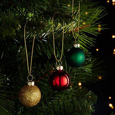 Glitter effect Plastic Bauble, Set of 12