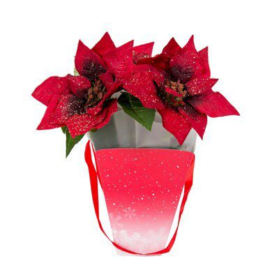 GLITTERED POINSETTIA CONE 10.5CM