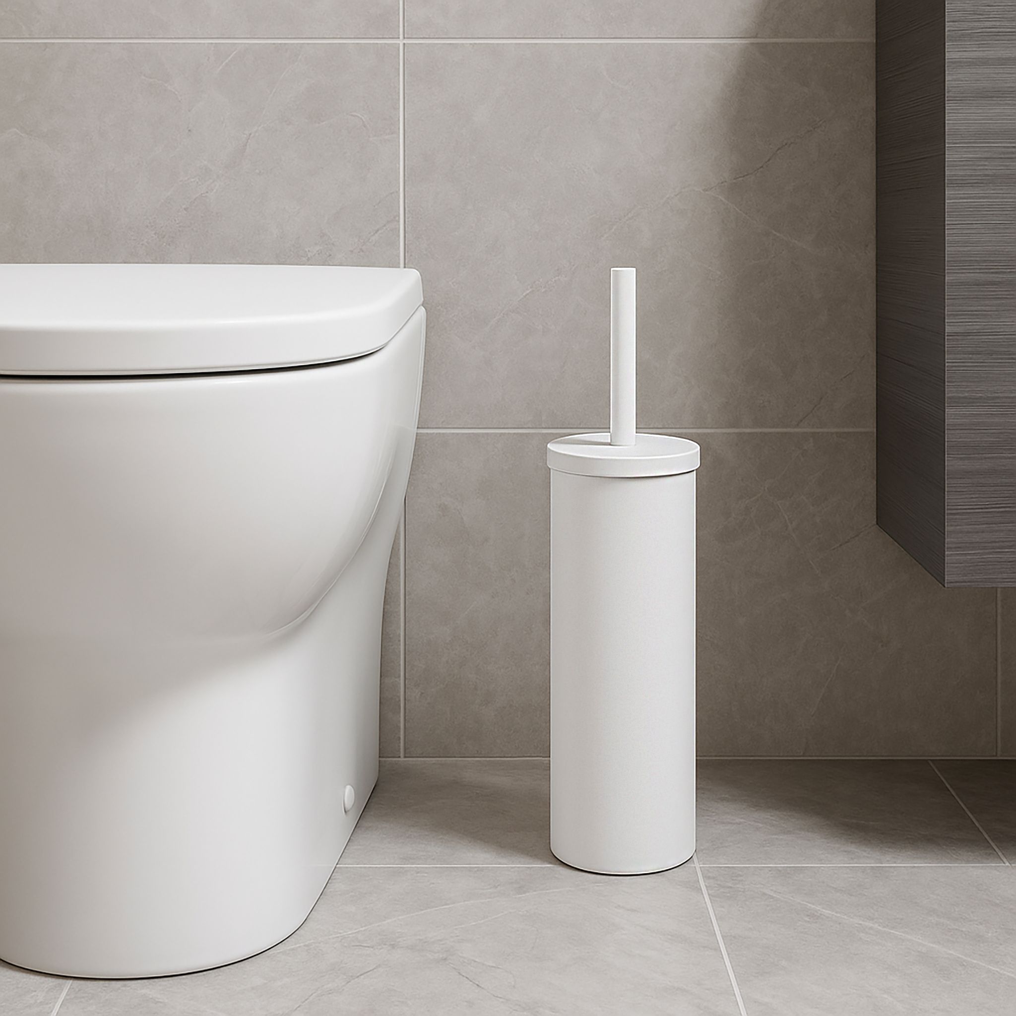 Glomma Matt White Polypropylene (PP) Toilet brush & holder