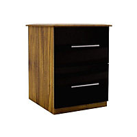 Gloss black 2 Drawer Ready assembled Chest of drawers (H)575mm (W)600mm (D)500mm