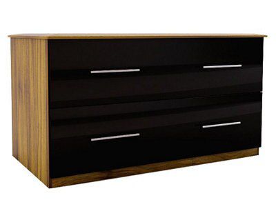 Gloss black 2 Drawer Ready assembled Chest of drawers (H)575mm (W)800mm (D)500mm