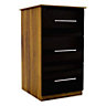 Gloss black 3 Drawer Ready assembled Chest of drawers (H)775mm (W)400mm (D)500mm
