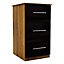 Gloss black 3 Drawer Ready assembled Chest of drawers (H)775mm (W)400mm (D)500mm