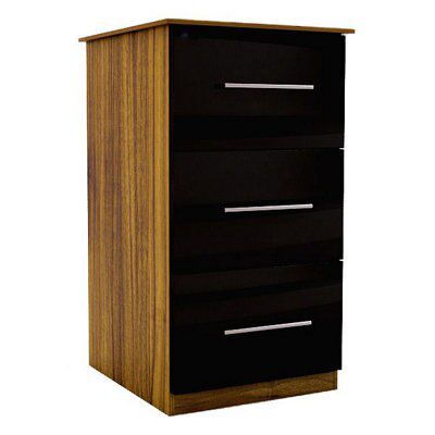 Gloss black 3 Drawer Ready assembled Chest of drawers (H)775mm (W)400mm (D)500mm
