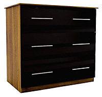 Gloss black 3 Drawer Ready assembled Chest of drawers (H)775mm (W)800mm (D)500mm