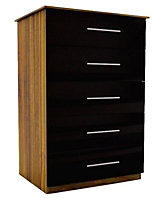 Gloss black 5 Drawer Ready assembled Chest of drawers (H)1130mm (W)600mm (D)500mm