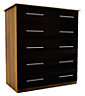 Gloss black 5 Drawer Ready assembled Chest of drawers (H)1130mm (W)800mm (D)500mm