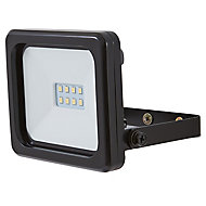 Gloss Black Mains-powered LED Outdoor Flood light 600lm