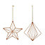 Gloss Copper Metallic effect Star & diamond Decoration, Set of 2