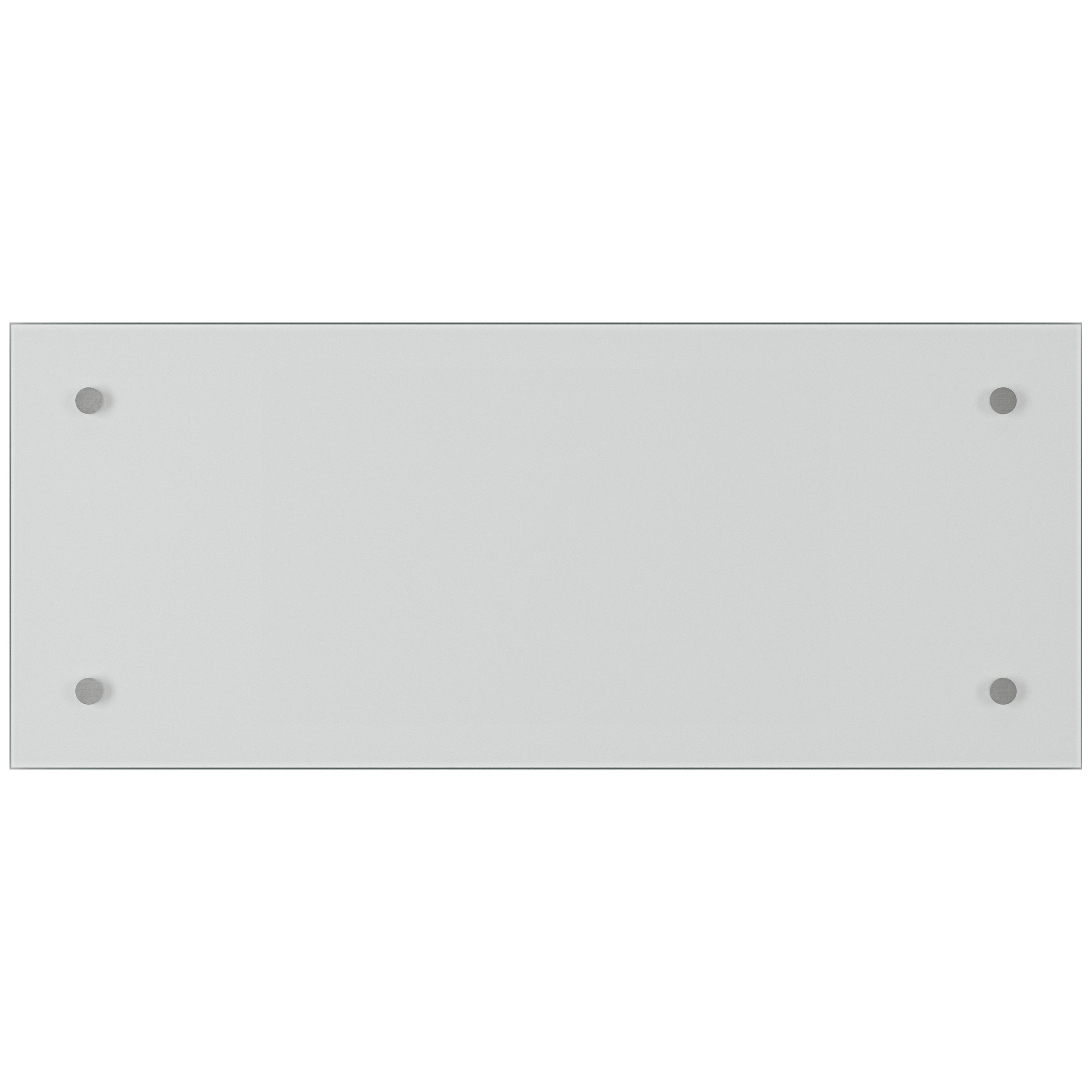 Gloss Crystal clear Glass Pre-drilled Bathroom Splashback with Brushed chrome caps (H)25cm (W)60cm