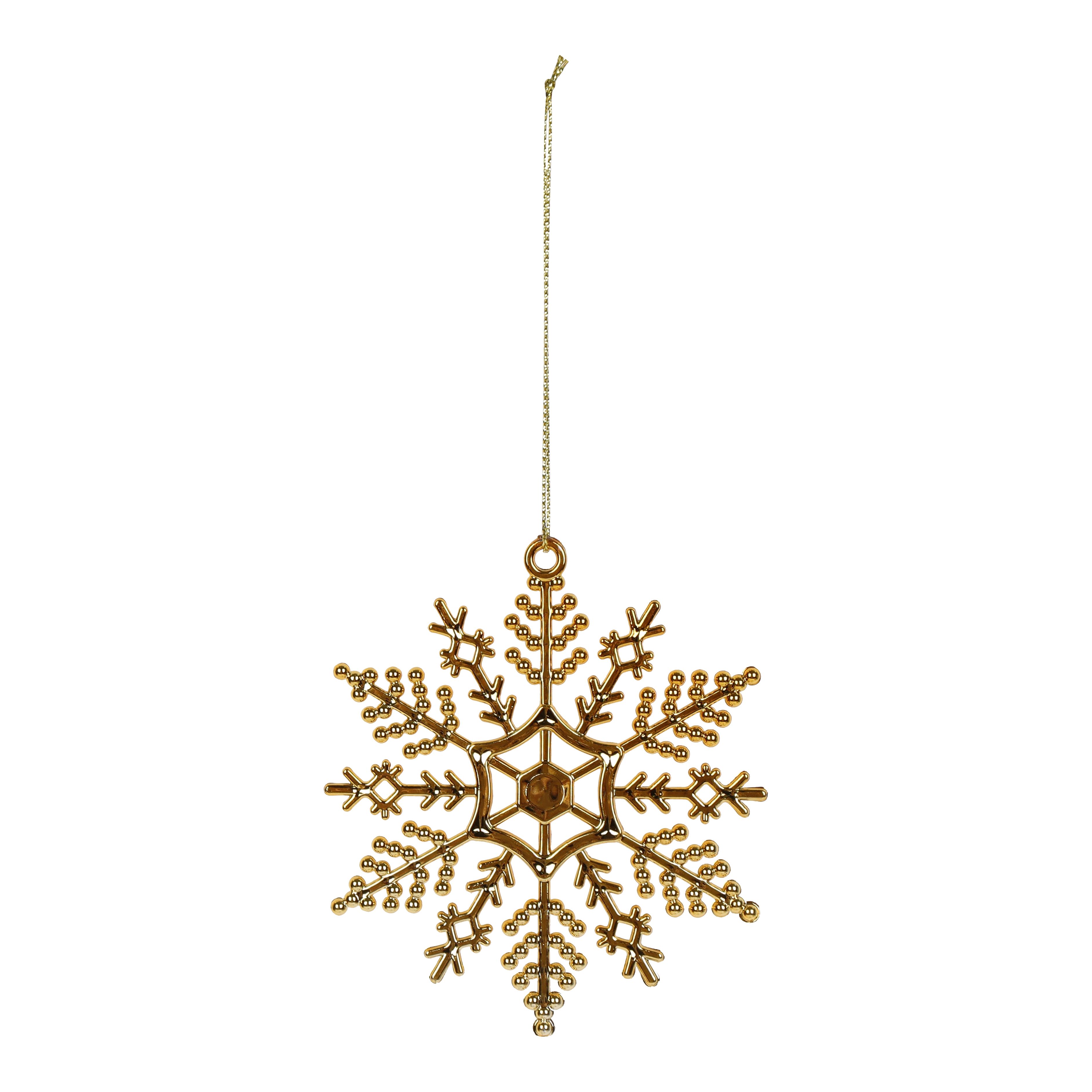 Gloss Gold effect Snowflake Hanging decoration set, Pack of 12