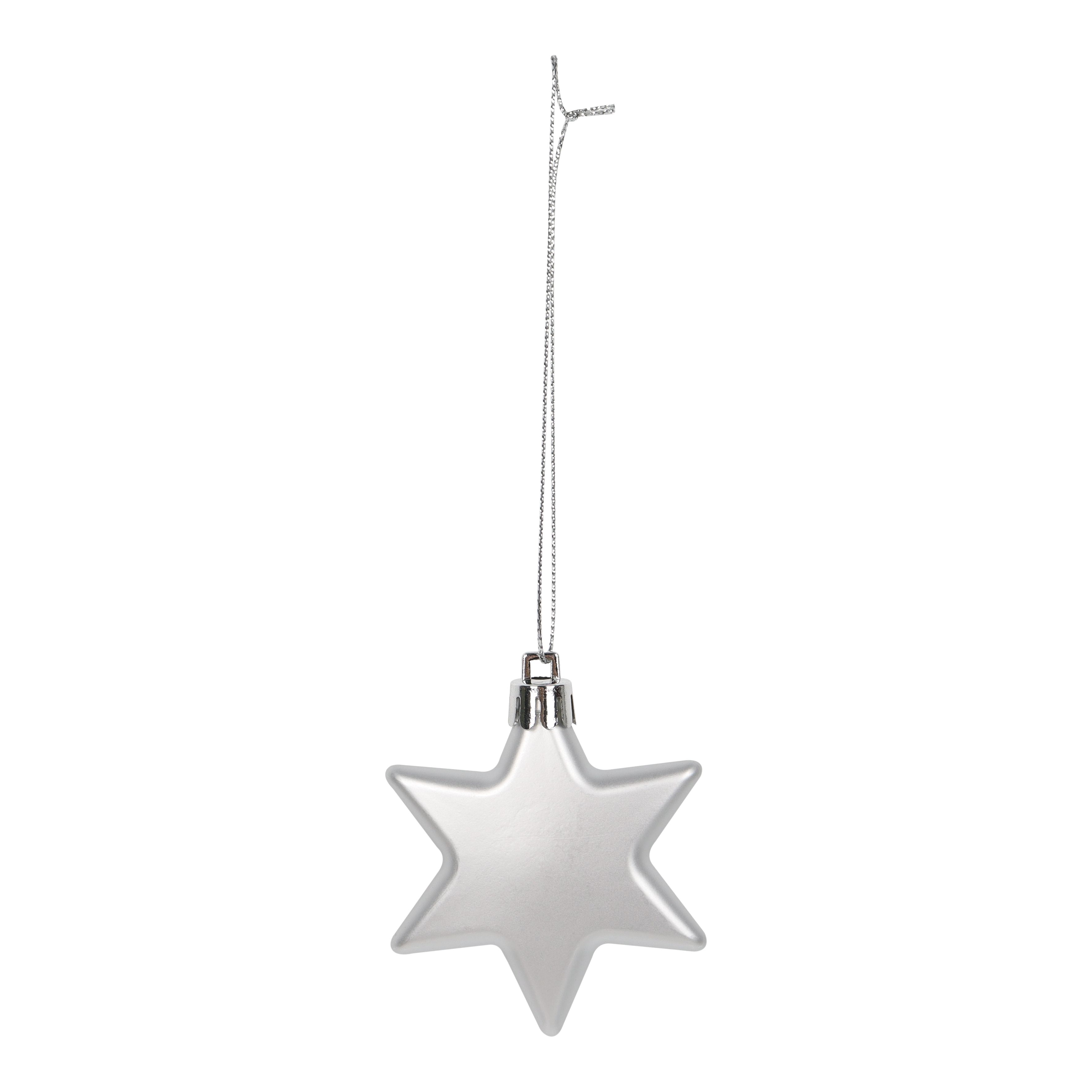 Gloss & matt Silver effect Star & Tree Hanging decoration set, Pack of 12
