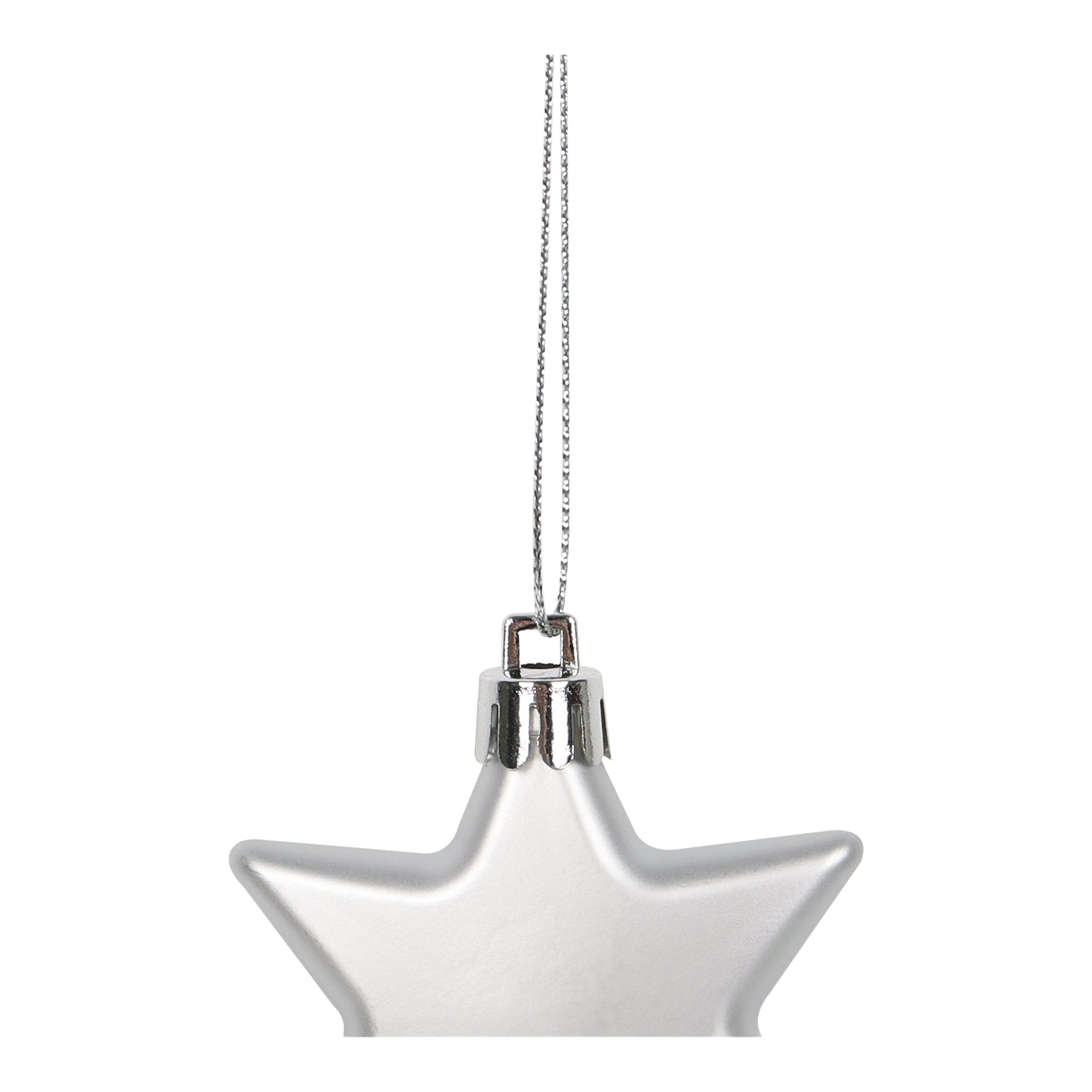 Gloss & matt Silver effect Star & Tree Hanging decoration set, Pack of 12