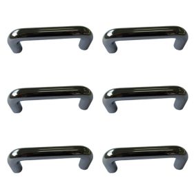 Gloss Nickel effect Kitchen Furniture D-shaped Handle (L)6.4cm (D)50mm, Pack of 6