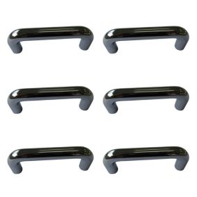 Gloss Nickel effect Kitchen Furniture Handle (L)6.4cm, Pack of 6